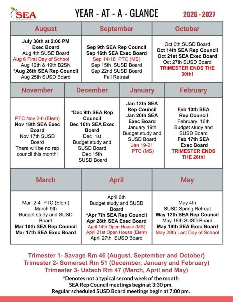 2026-2027 SEA Calendar