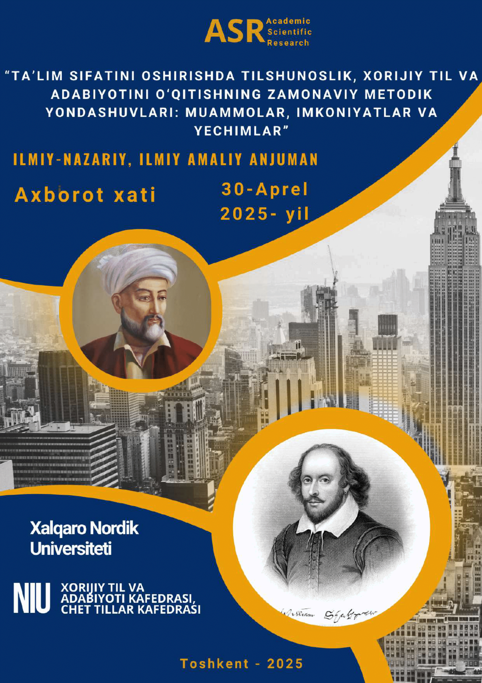 📂 ILMIY-AMALIY ANJUMAN| Taʼlim sifatini oshirishda tilshunoslik, xorijiy til va adabiyotini o‘qitishning zamonaviy metodik yondashuvlari: muammolar, imkoniyatlar va yechimlar