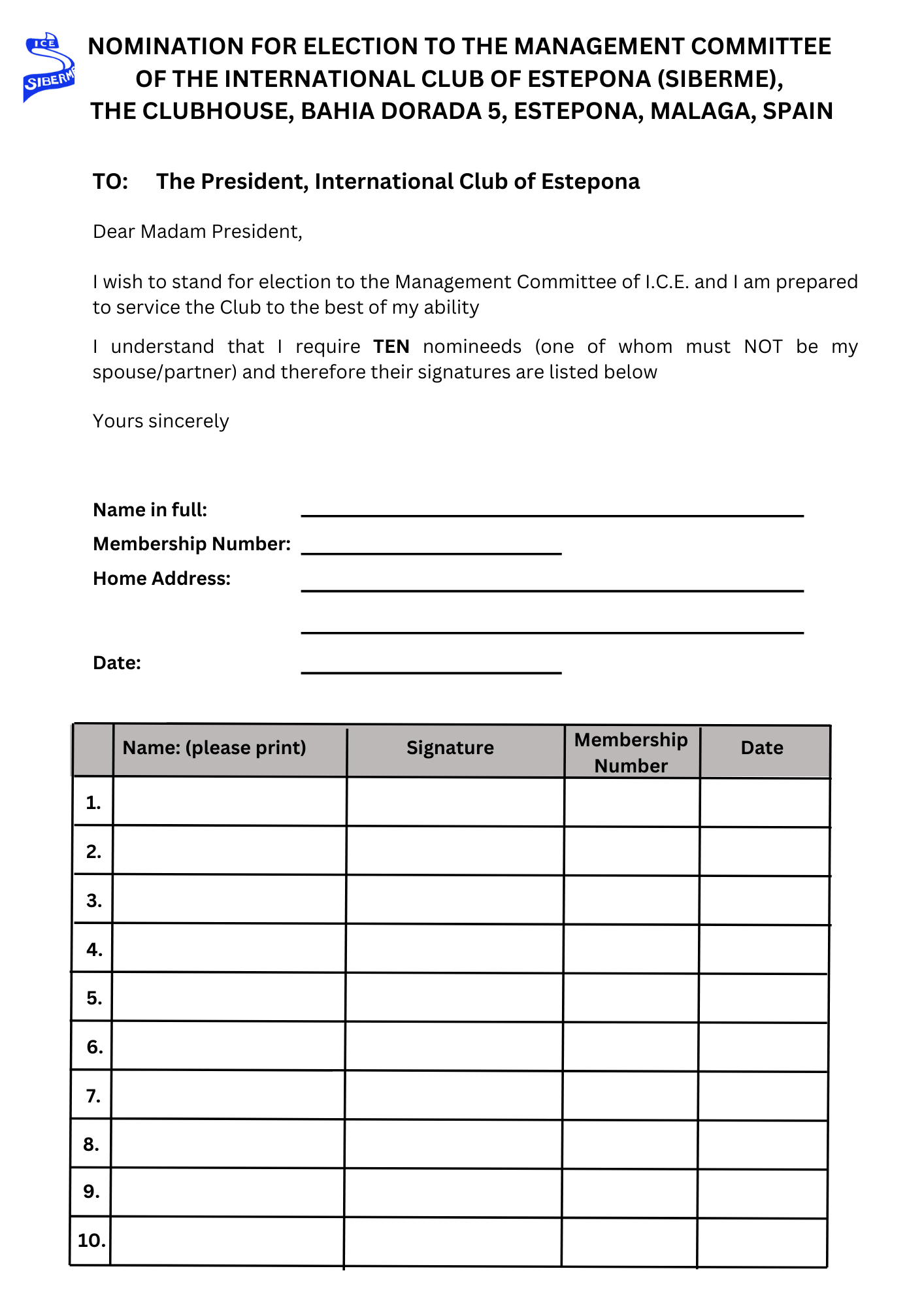 AGM Nomination Form