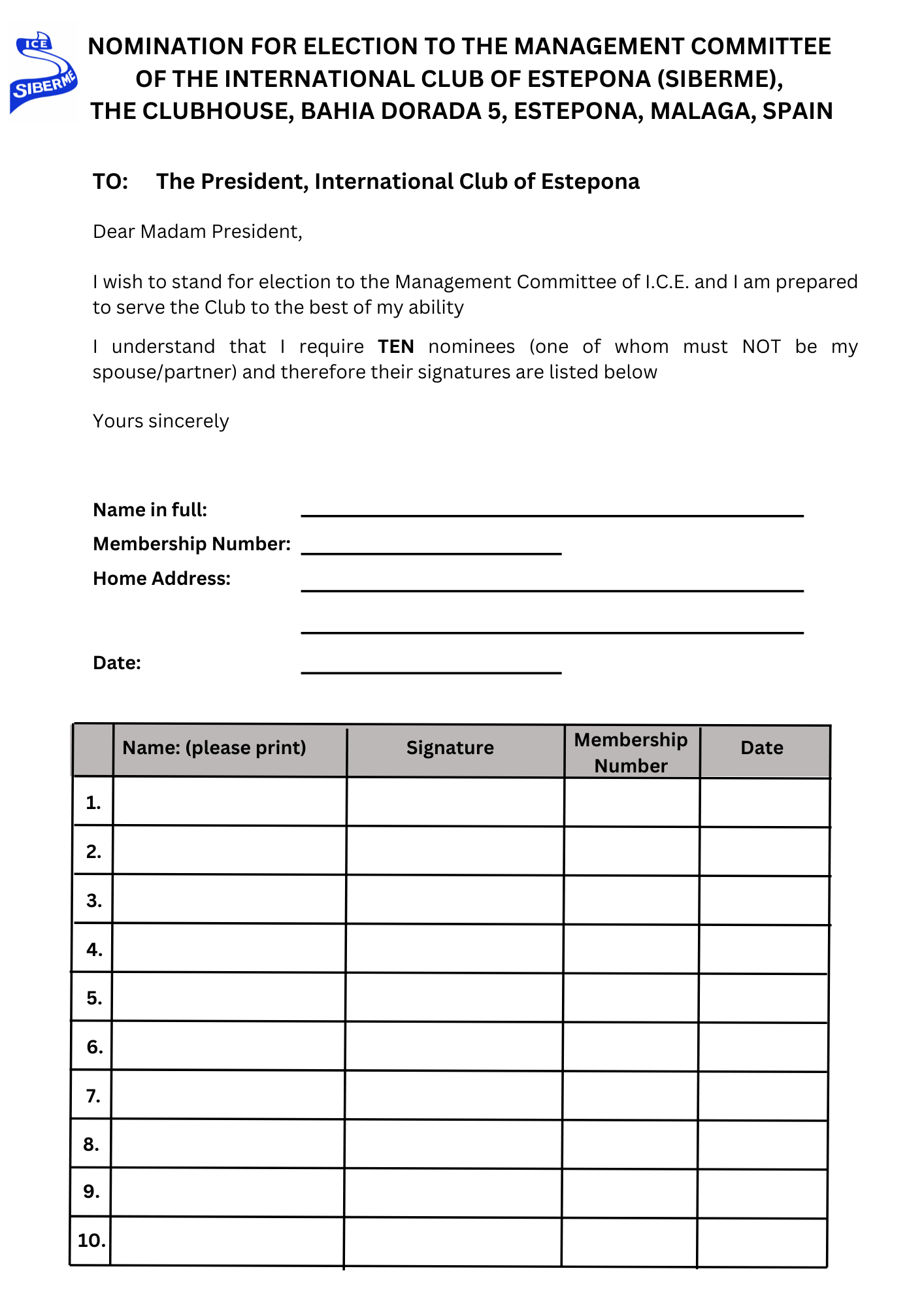 NOMINATION FORM