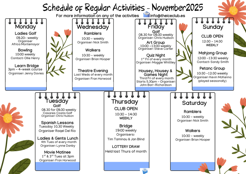 WEEKLY & MONTHLY ACTIVITIES