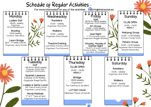 WEEKLY & MONTHLY ACTIVITIES