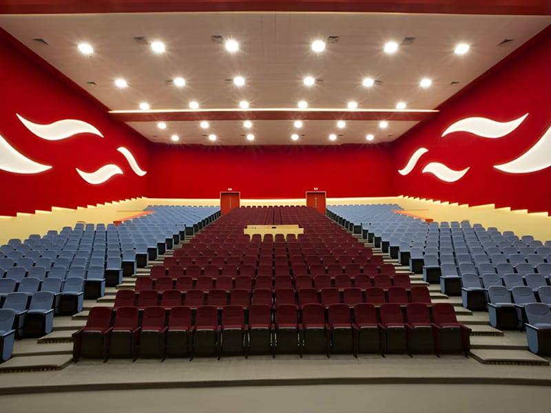 Installation of Auditorium Chairs at Pramukh Swami Hall, Rajkot by TSI