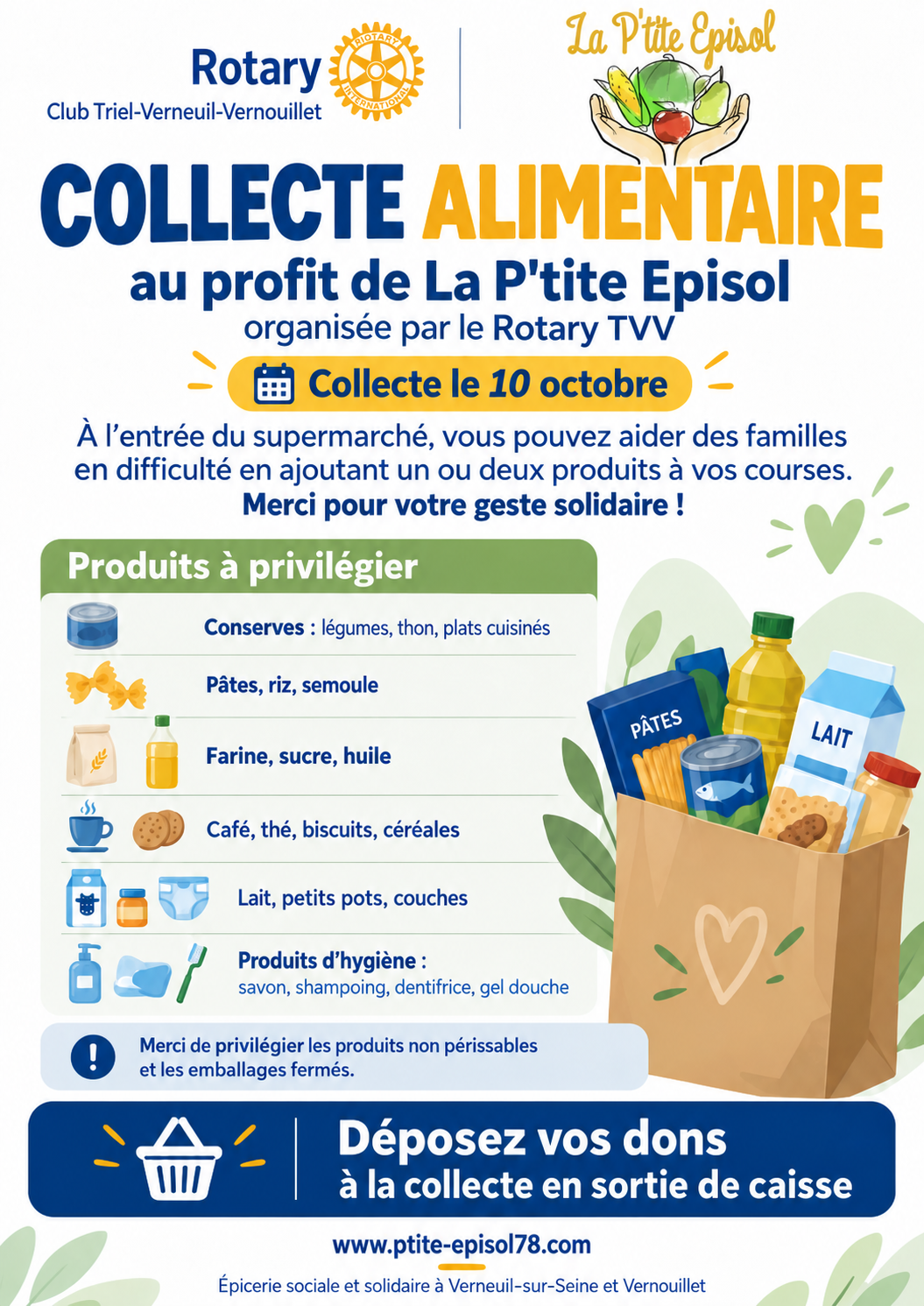 Collecte du Rotary Club pour la P'tite Episol