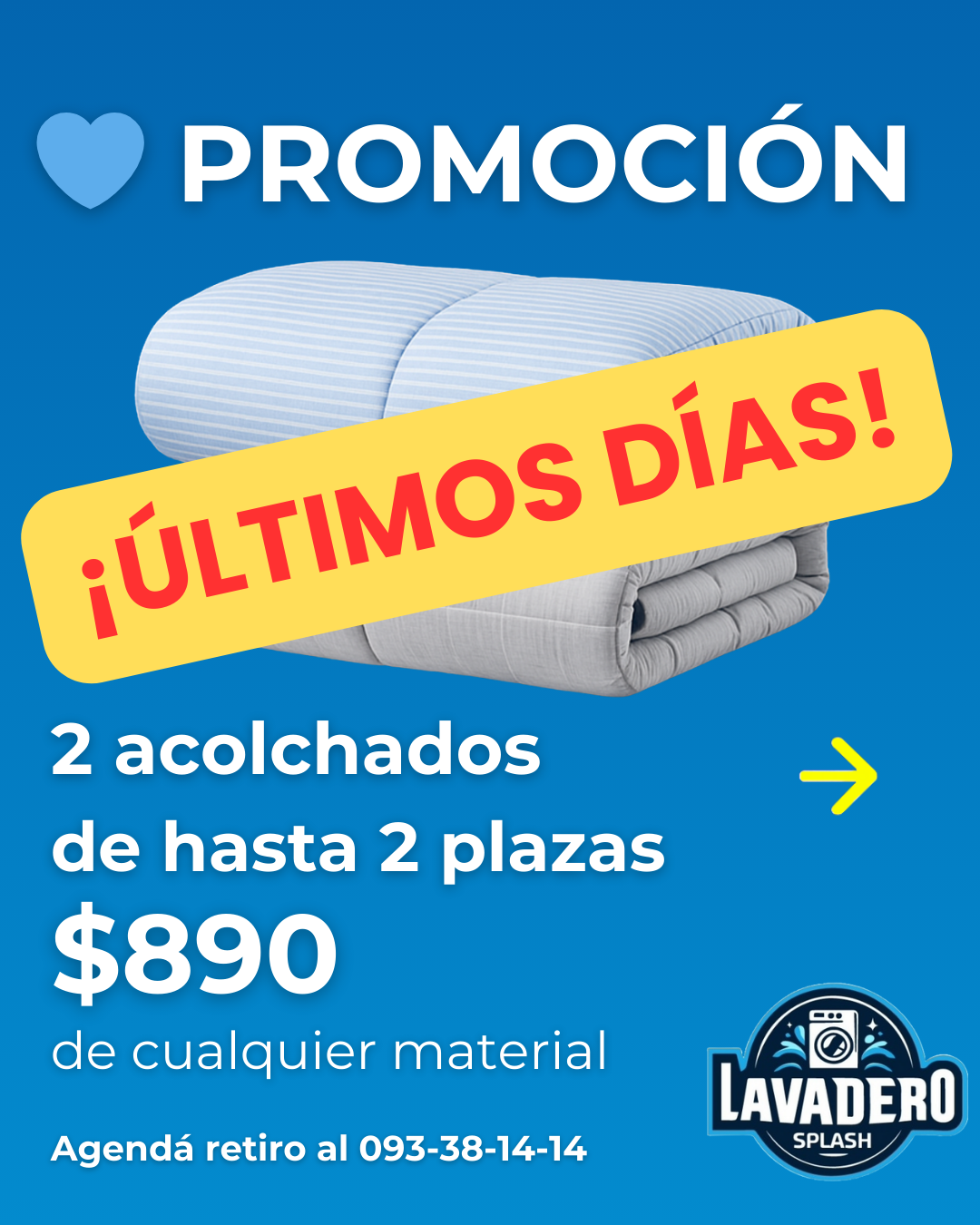 PROMO: Lavado de 2 acolchados de hasta 2 plazas y cualquier material por $890