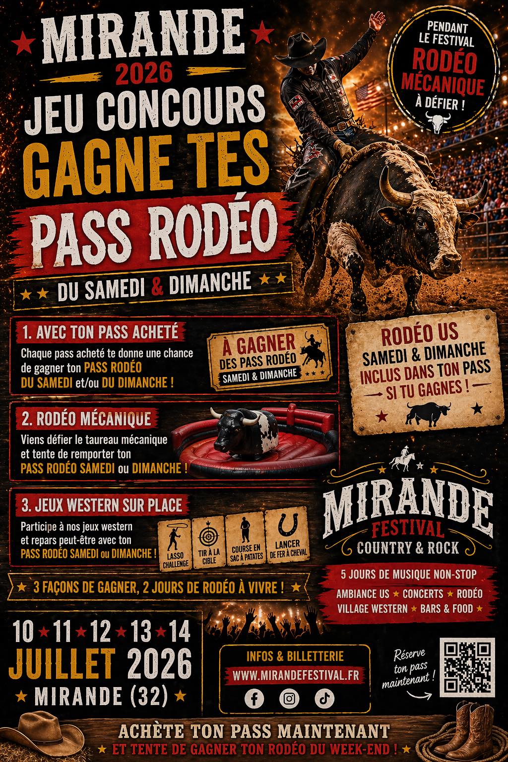 GAGNE TON PASS POUR LE RODEO BULL RIDING !!!!