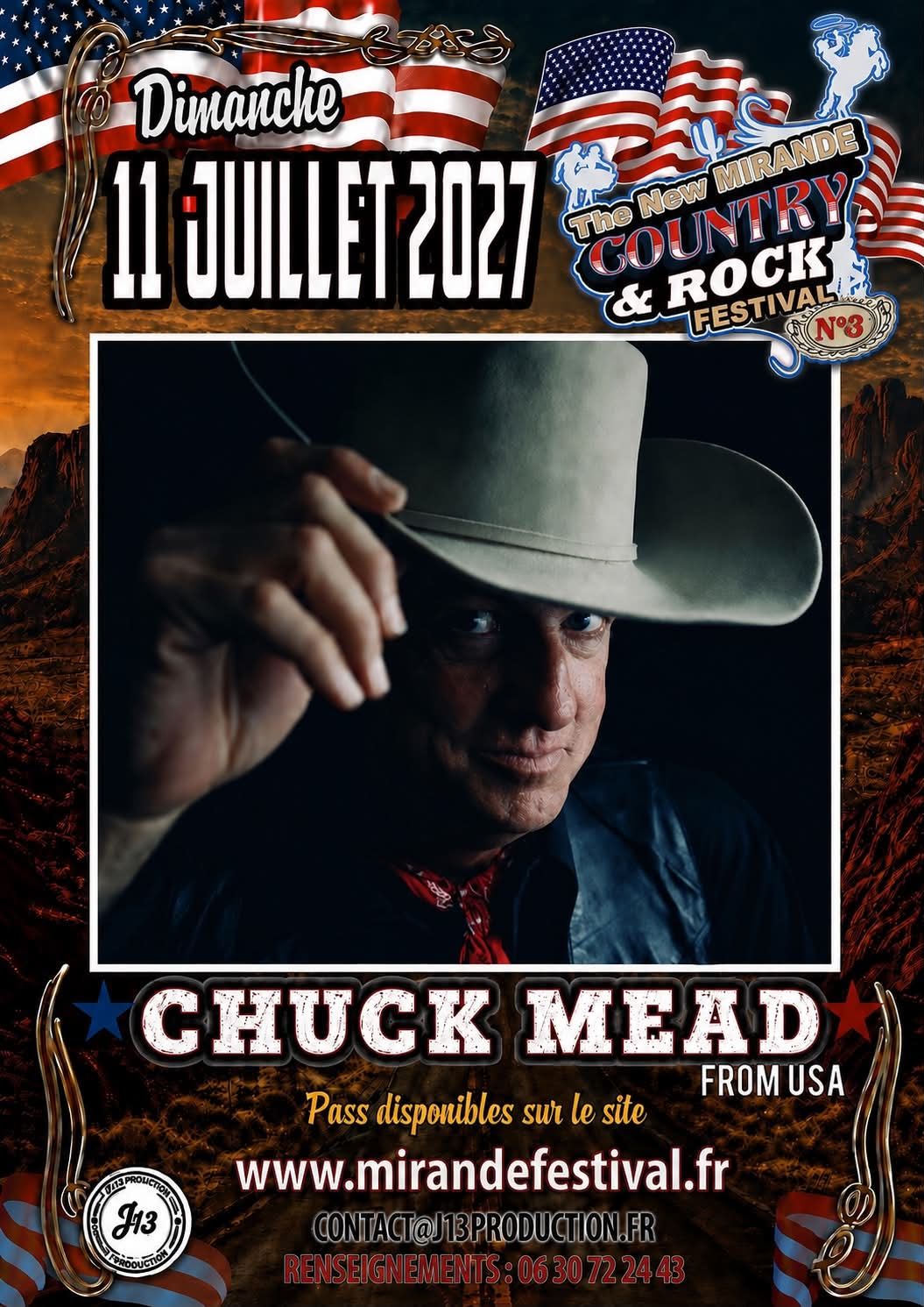 DIMANCHE 11 JUILLET 2027 : A partir de 18h00 : Grande scène : CHUCK MEAD from U.S.A.