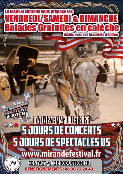 Vendredi/Samedi et Dimanche, BALADES EN CALECHES gratuites.