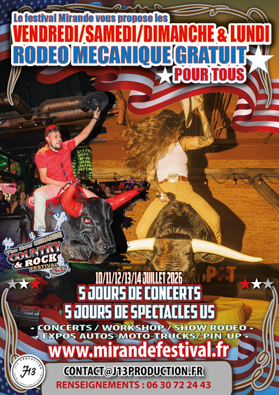 RODEO MECANIQUE OFFERT POUR TOUS. Du vendredi au lundi, sur le festival Outside (avec votre pass).