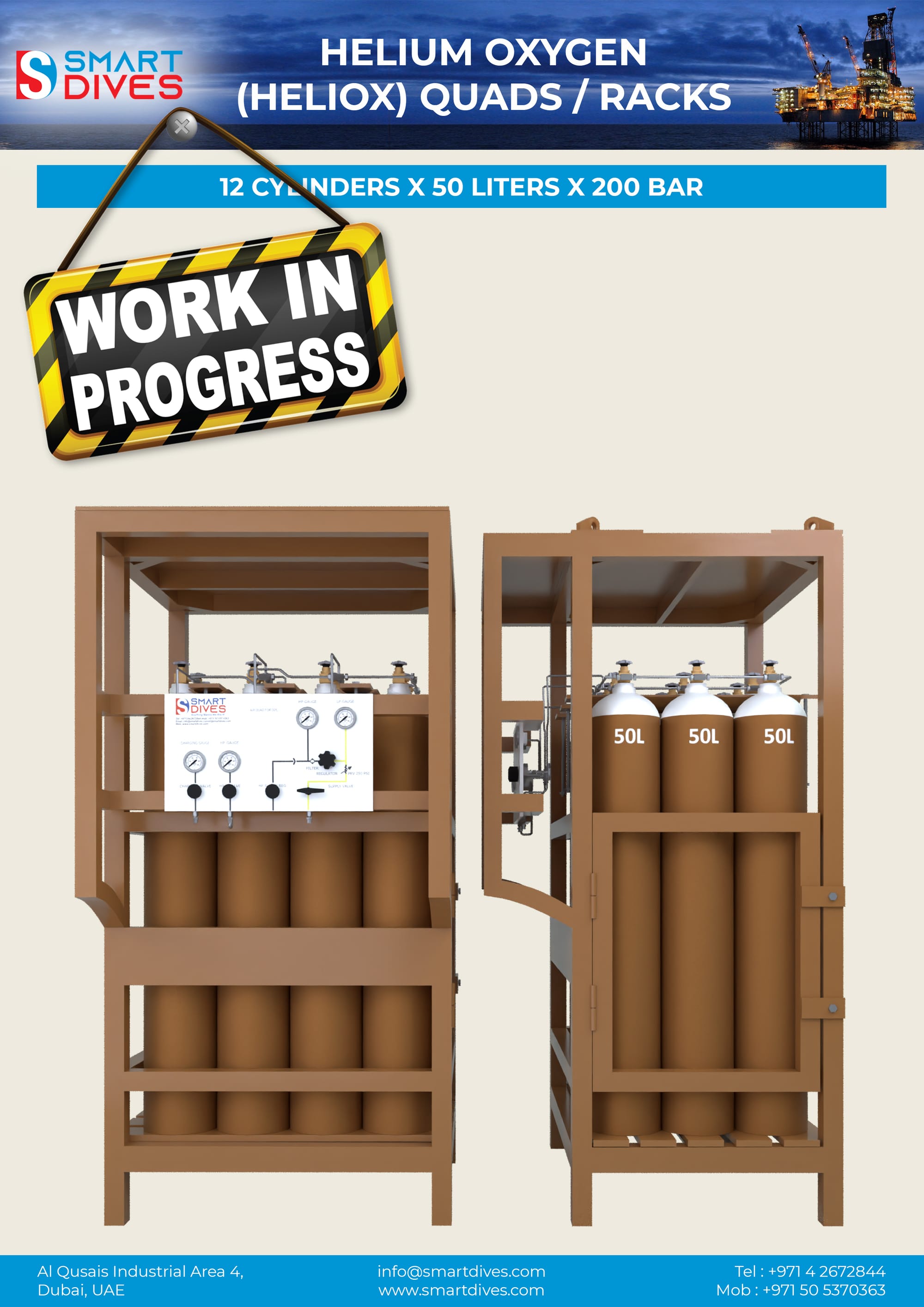 12 Cylinders x 50 Liters x 200 Bar