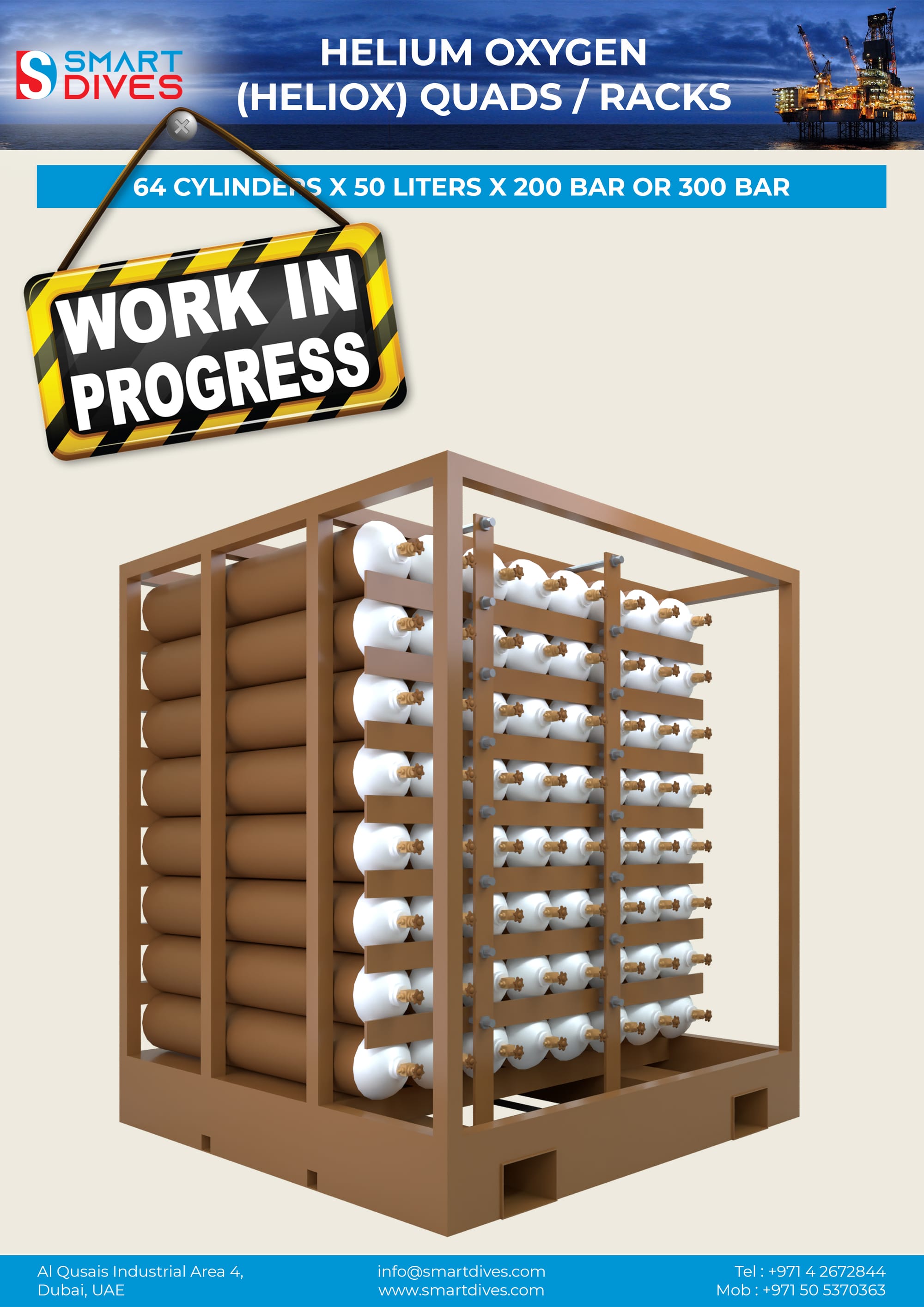 64 Cylinders x 50 Liters x 200 & 300 Bar
