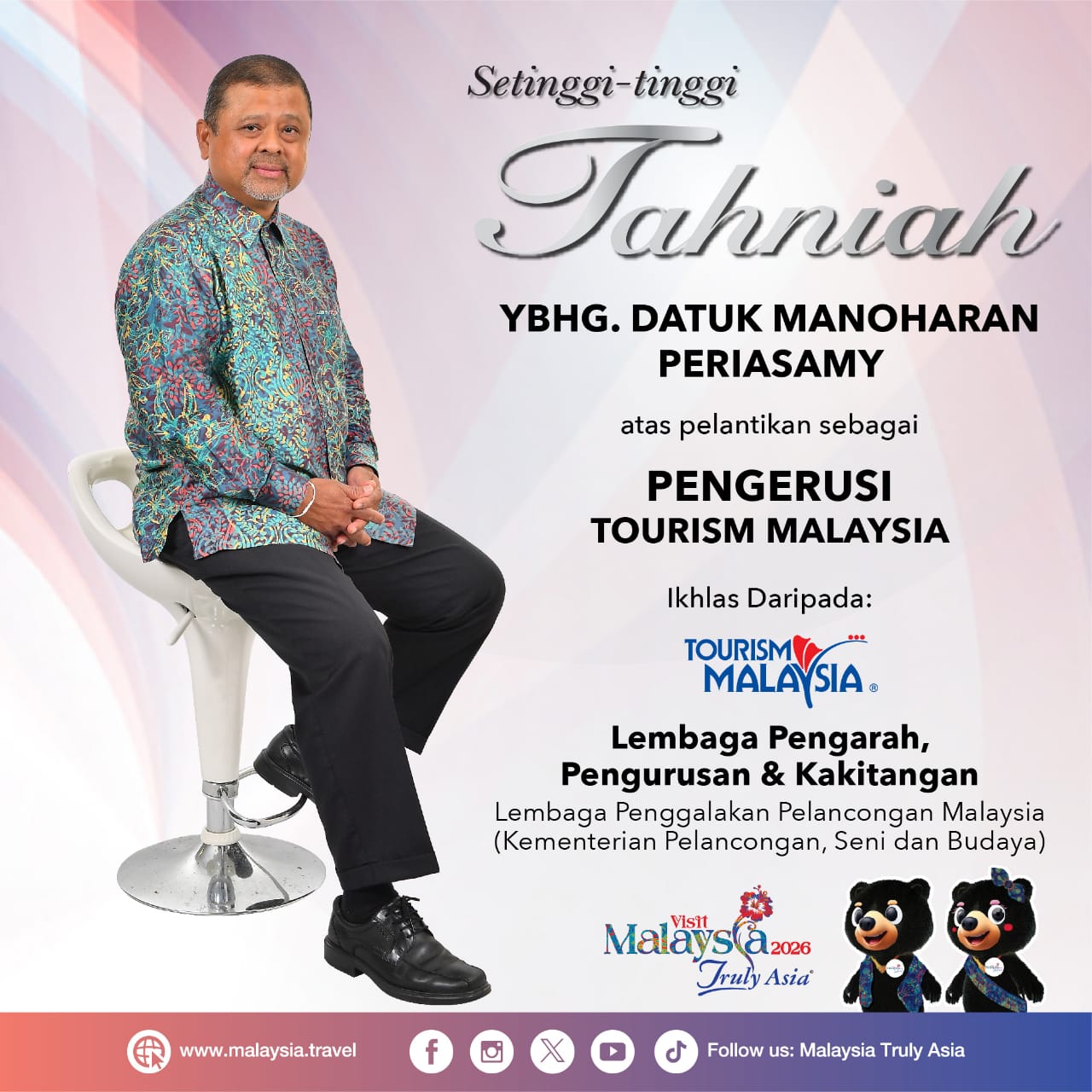 Manoharan Periasamy Kembali Mengemudi Tourism Malaysia, Misi VM2026 Kini Bermula