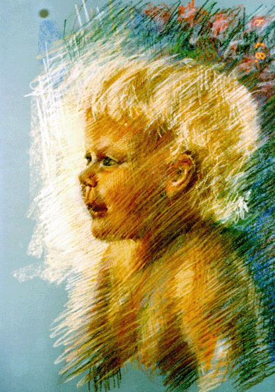 Porträtt i olika medium, kol, blyerts, krita, pastell, olja, akvarell