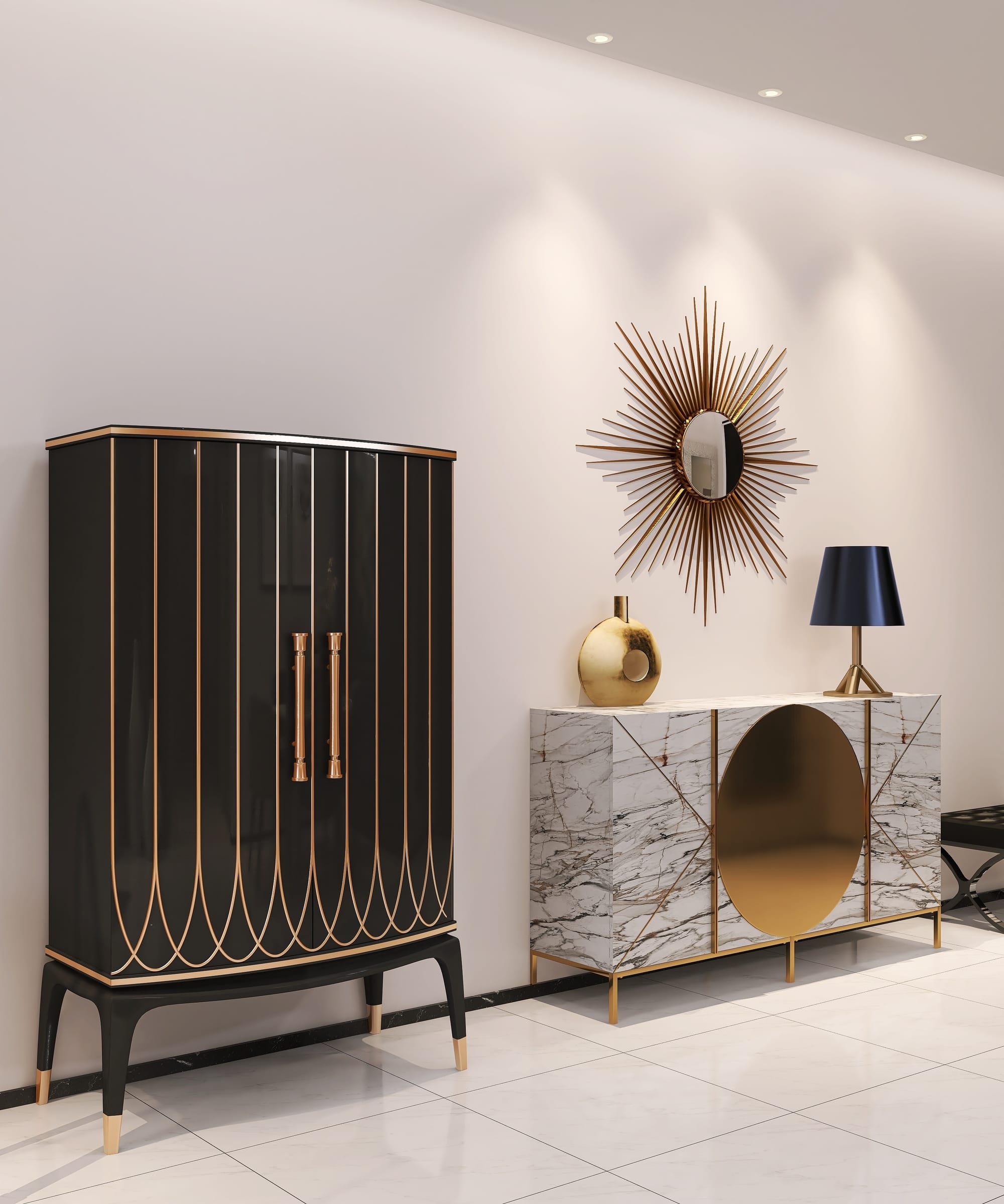 2 bedroom apartment, 120 sqm. A Beautiful and Elegant Twist of  ArtDeco and Contemporary Styles in apartment for the family of for members