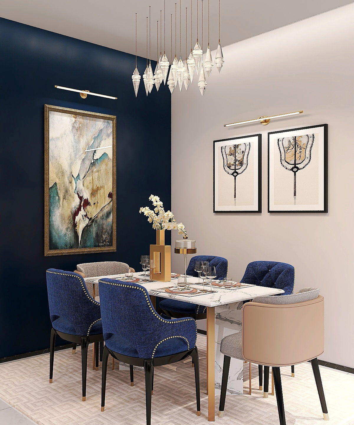 2 bedroom apartment, 120 sqm. A Beautiful and Elegant Twist of  ArtDeco and Contemporary Styles in apartment for the family of for members