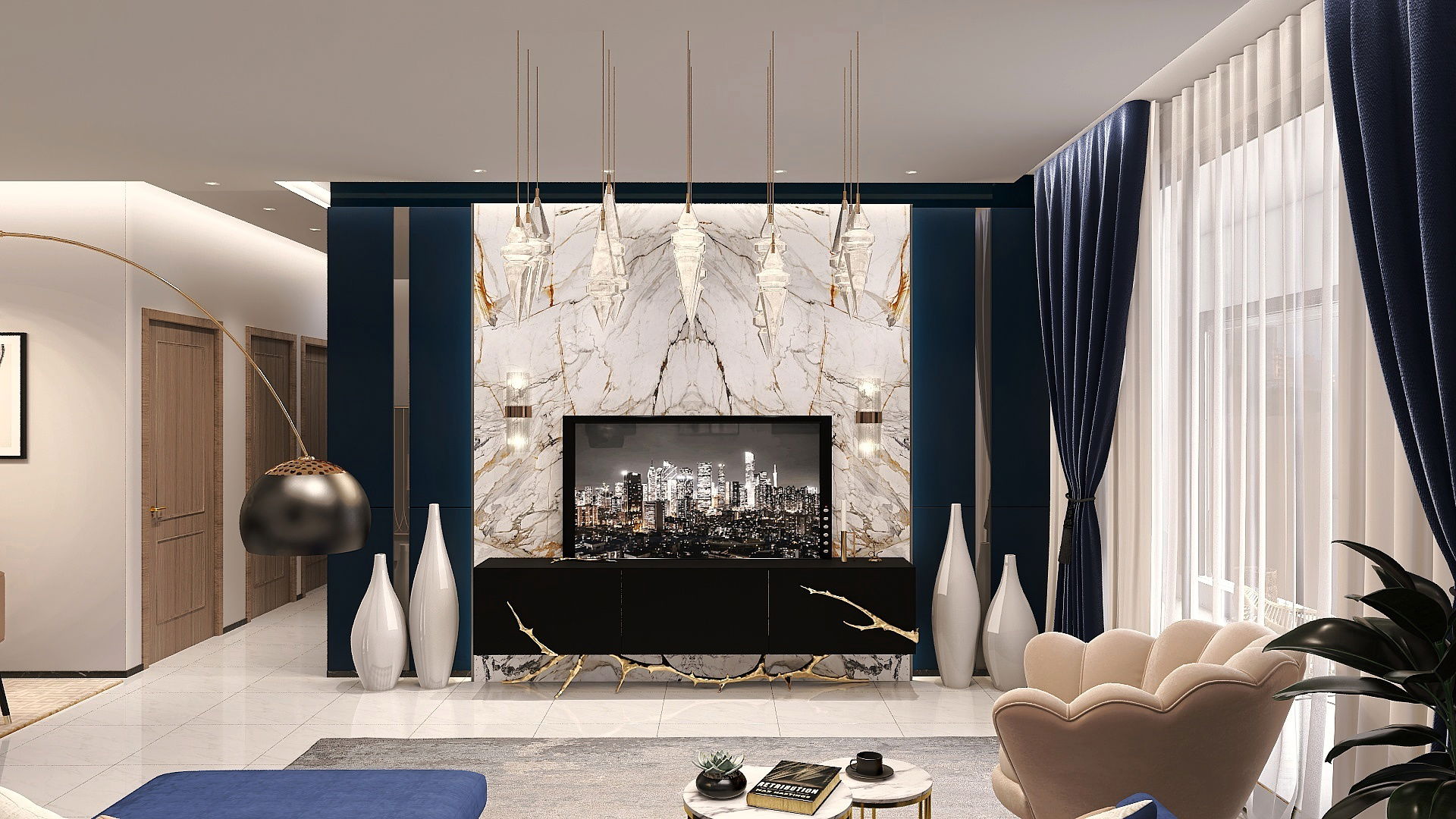 2 bedroom apartment, 120 sqm. A Beautiful and Elegant Twist of  ArtDeco and Contemporary Styles in apartment for the family of for members