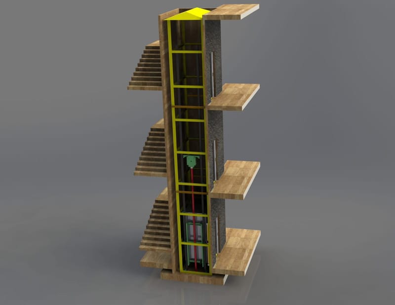 تاسيس هيكل مصعد في مكان غير مؤسس للمصعد