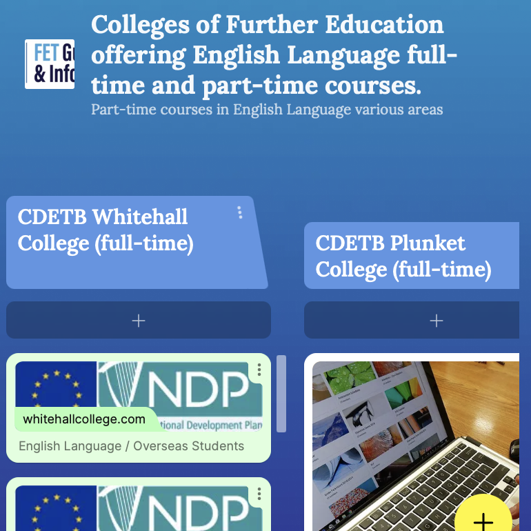 Colleges of Further Education offering English Language full-time courses: