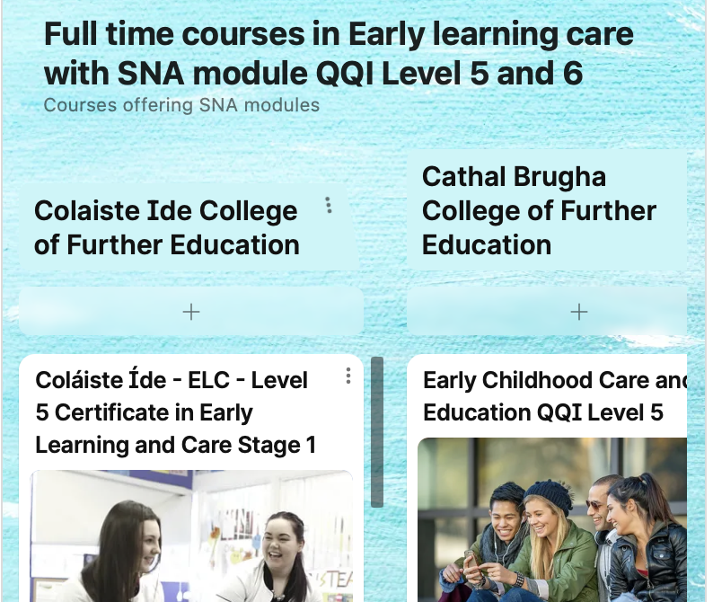 Courses in Childcare with SNA module: