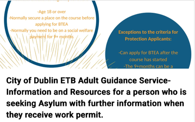 Information on adult education courses for refugees and asylum seekers in Ireland