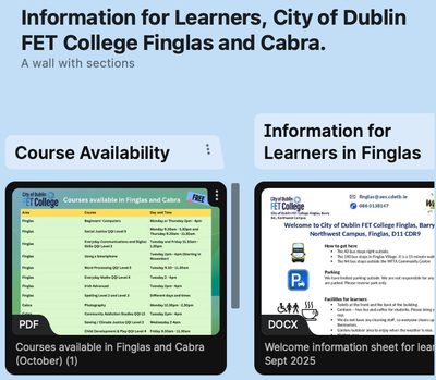 Information for learners FET College Finglas and Cabra
