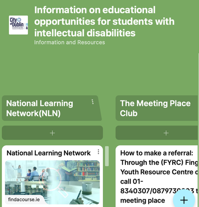 Padlet with Information on Education for Adults with Intellectual Disabilities