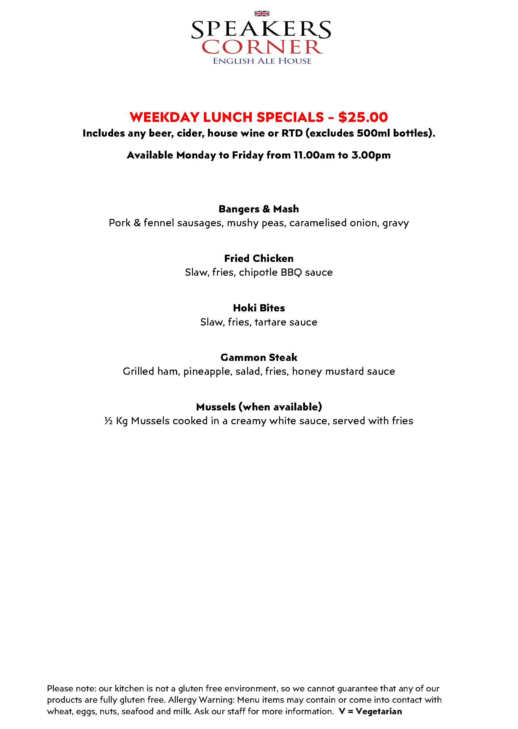 Weekday Lunch Specials
