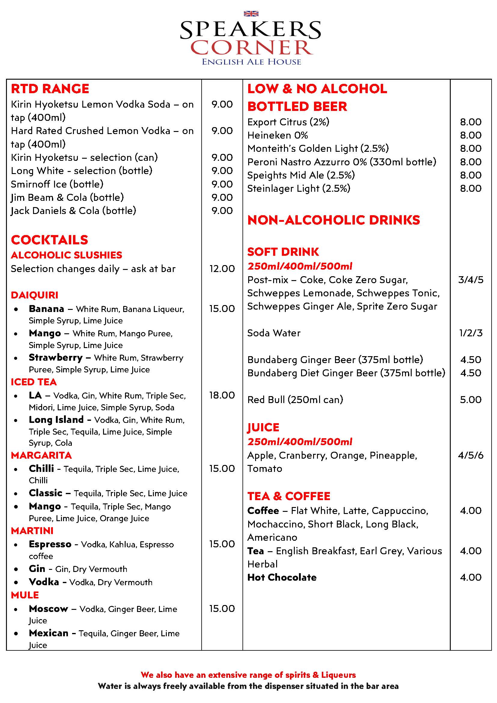 RTD's, Cocktails & Non-Alcoholic Beverages