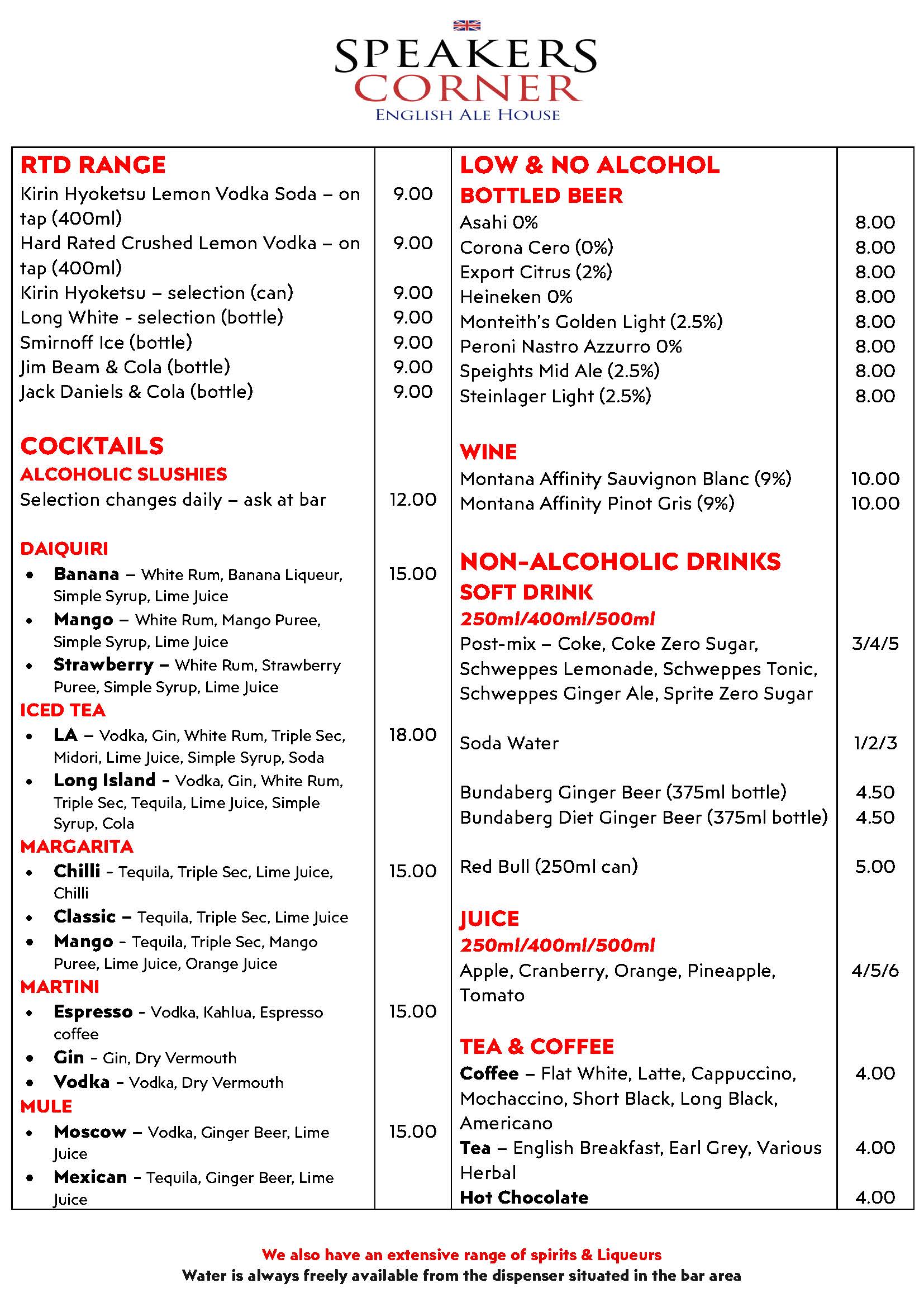 RTD's, Cocktails & Non-Alcoholic Beverages