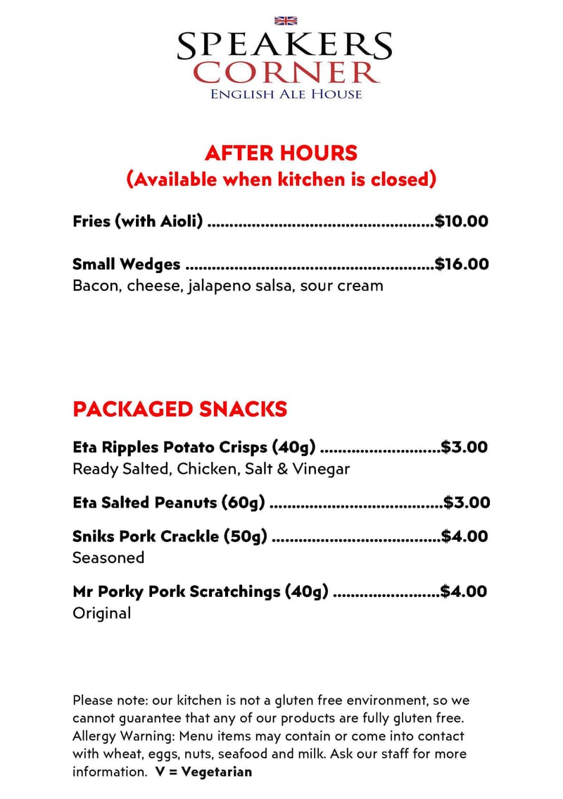 Kids Menu & After Hours