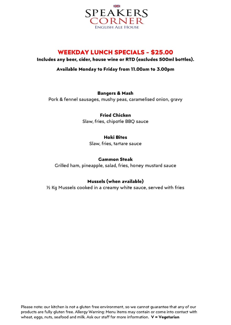 Weekday Lunch Specials