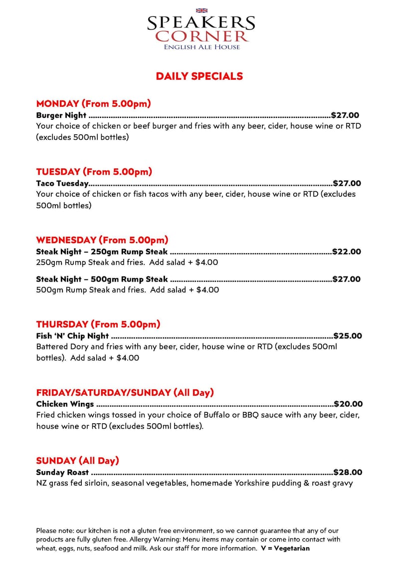 Daily Specials