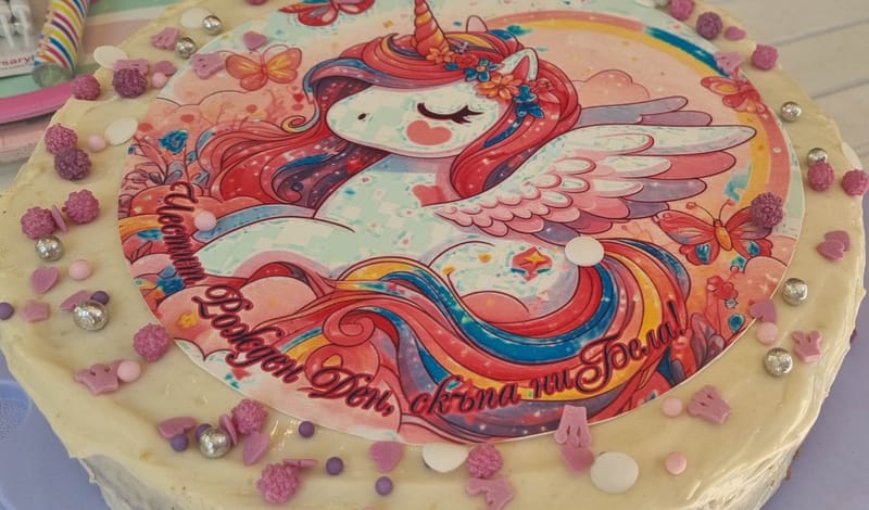 ТОРТА ЗА ДЕТСКИ РОЖДЕН ДЕН С ФОНДАНОВ ПРИНТ