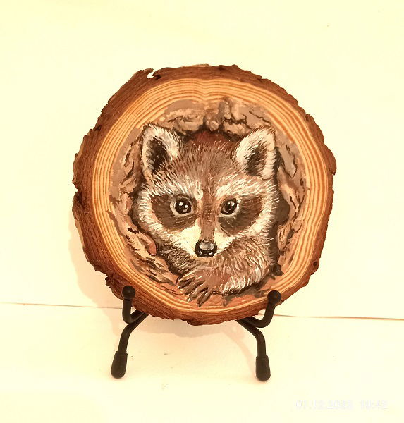 ציור על פרוסות עצים