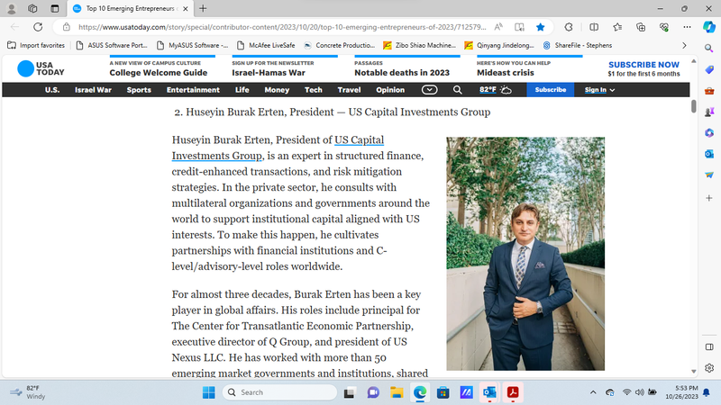 Feature on USA Today-H. Burak Erten