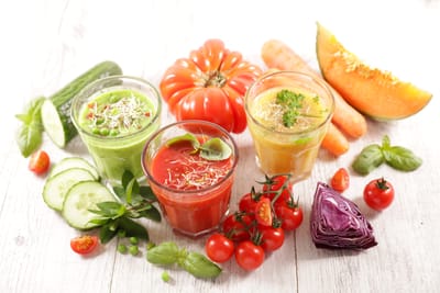 La soupe froide melon et tomates.