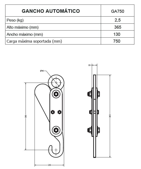 GA750 - GANCHO AUTOMÁTICO