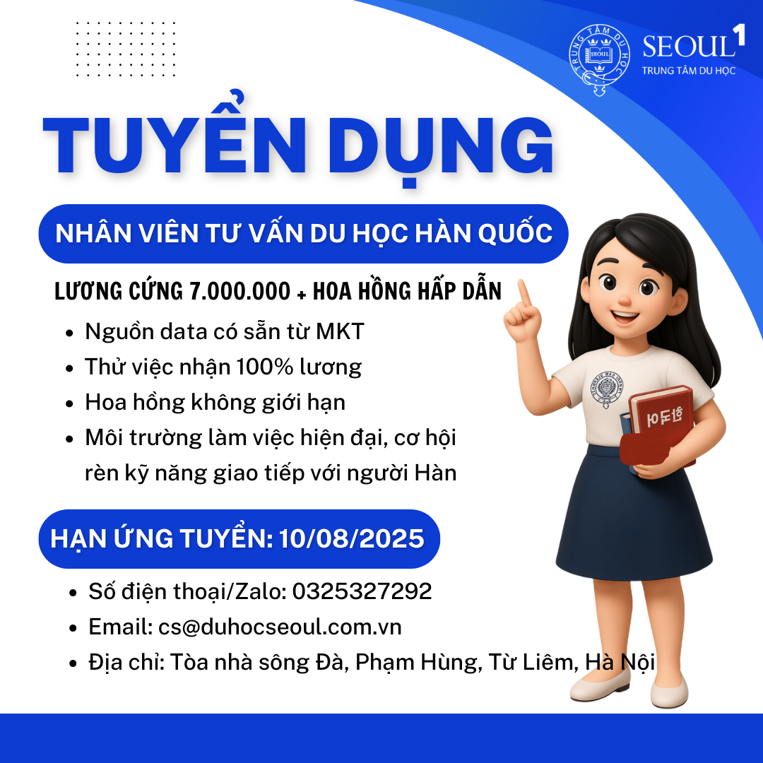TUYỂN DỤNG - NHÂN VIÊN TƯ VẤN DU HỌC HÀN