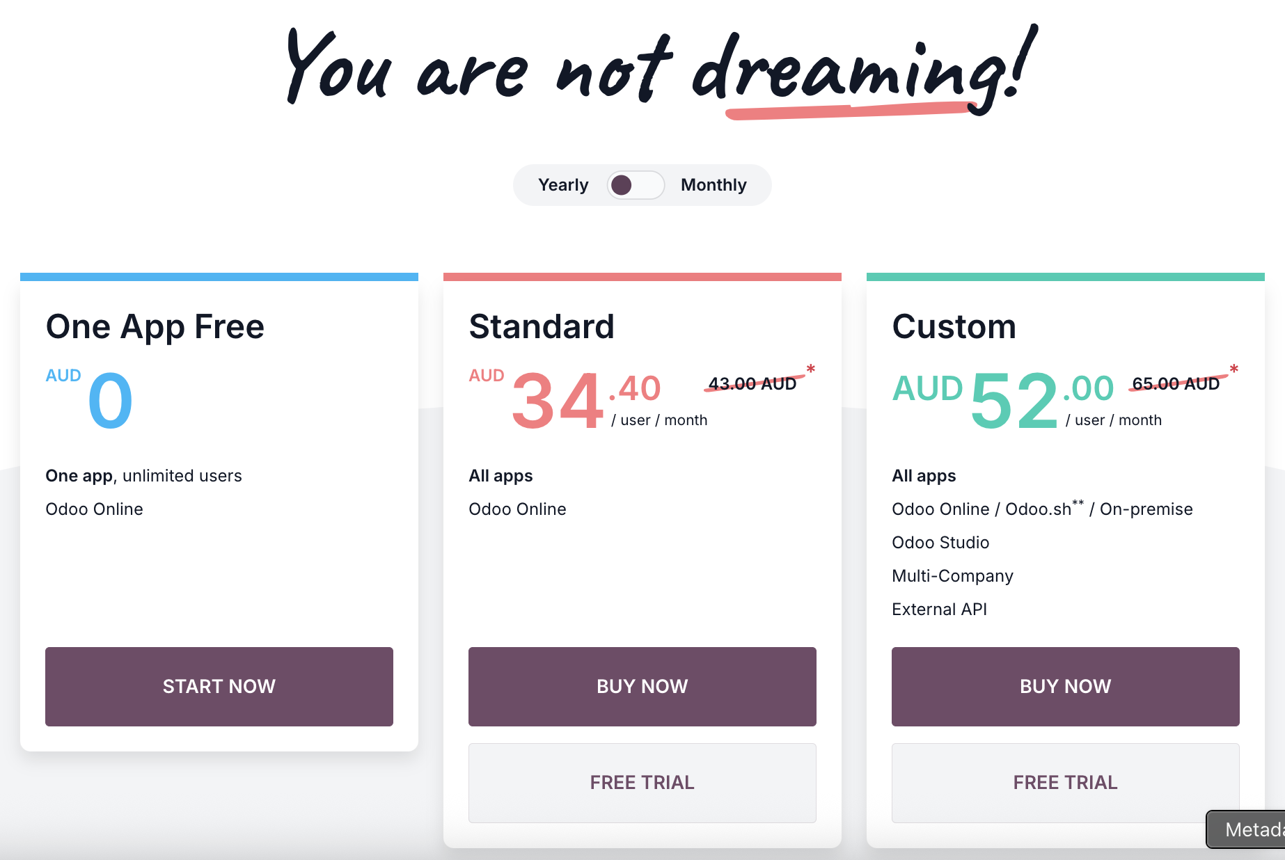 odoo pricing