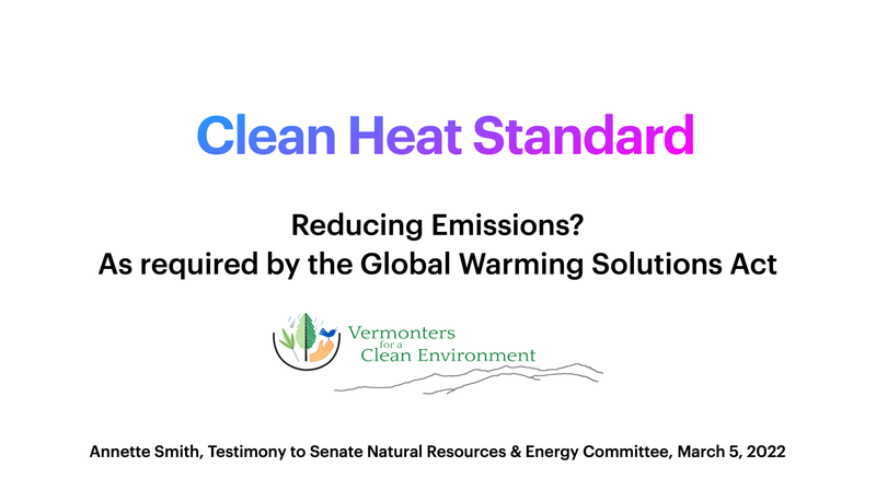 VCE Senate Testimony on Clean Heat Standard, 1st Year