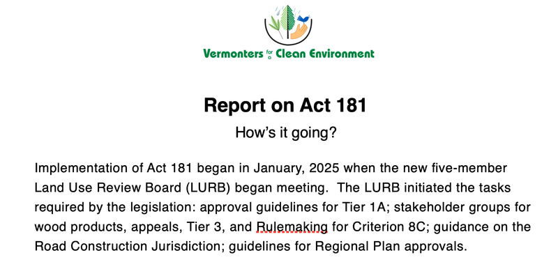 VCE Report on Act 181