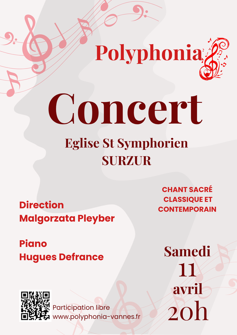 Concert Eglise St Symphorien de Surzur, le samedi 11 avril 2026 à 20h00