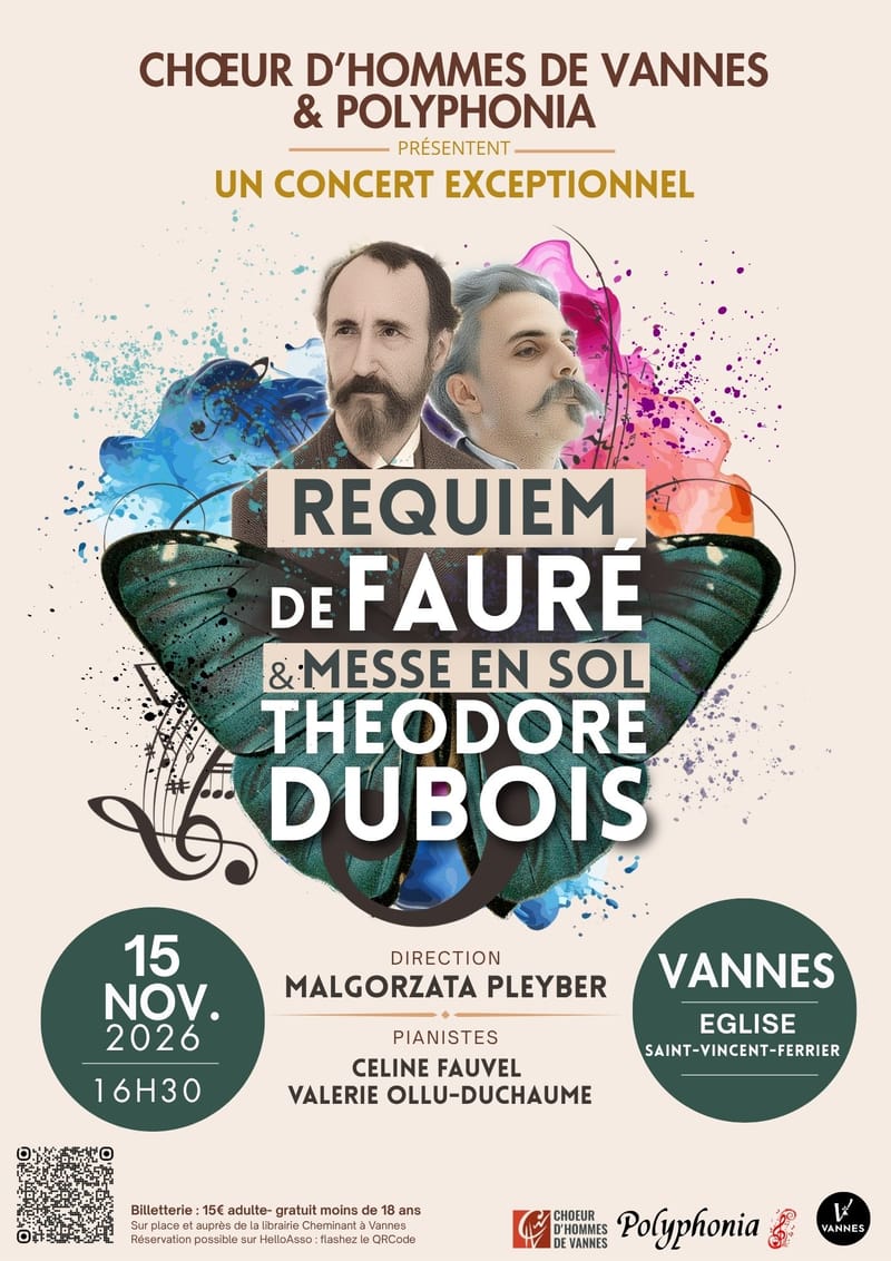 Concert Exceptionnel à VAnnes le 15 NOVEMBRE 2026 Le Choeur d'Hommes Vannnetais et POLYPHONIA