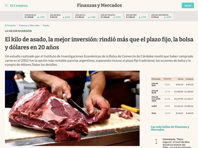 El kilo de asado, la mejor inversión: rindió más que el plazo fijo, la bolsa y dólares en 20 años.