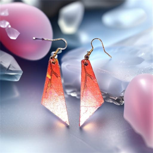 Vibrant Pink & Orange Triangular Wooden Earrings - R260.00