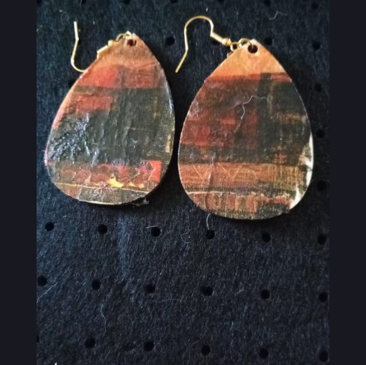 African Sunset Wooden Earrings - R260.00