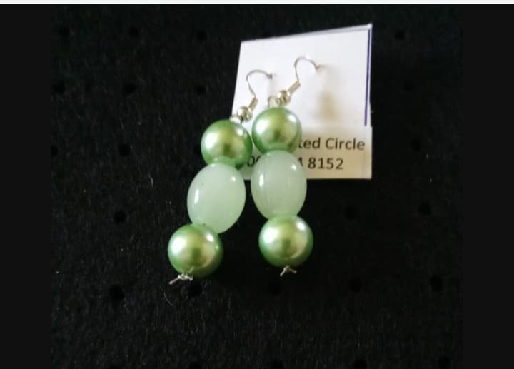 Green Pearl & Bead Drop Earrings - R220.00