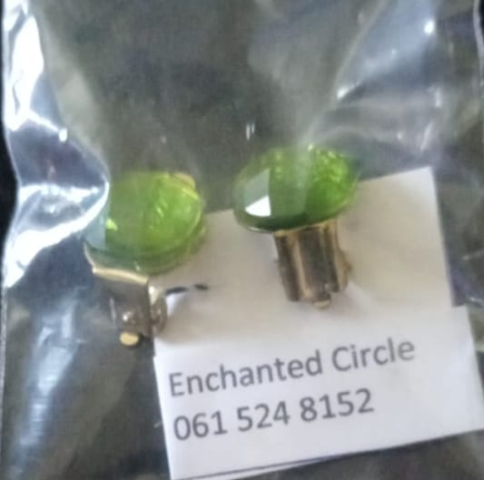 Elegant Green Clip-On Studs – Nature-Inspired Charm R220.00