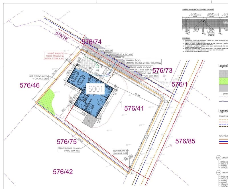 Vytyčení stavby RD včetně přípojek, terénních úprav, příjezdové cesty apod.