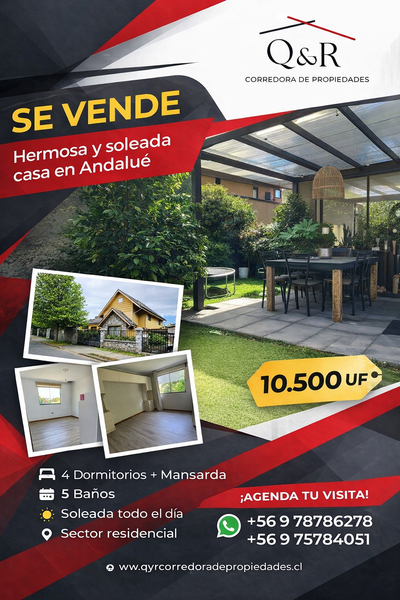 Hermosa y soleada casa en venta en exclusivo sector de Península de Andalue, comuna San Pedro de la Paz
